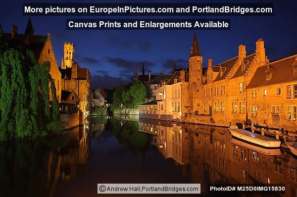 Bell Tower,  Canal Reflections, Dusk, Brugge