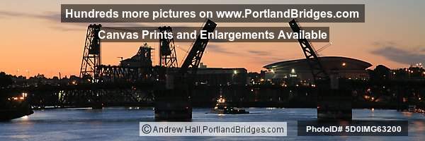 Burnside Bridge Open, Steel Bridge, Rose Garden Arena, Dusk (Portland, OR)