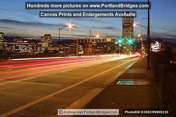 Burnside Bridge, Car Lights, Dusk (Portland, Oregon)