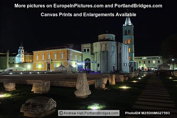 Cathedral, Roman Forum at Night, Zadar, Croatia