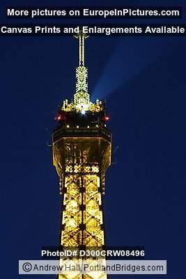 Eiffel Tower (top), Paris, Dusk, Lighted