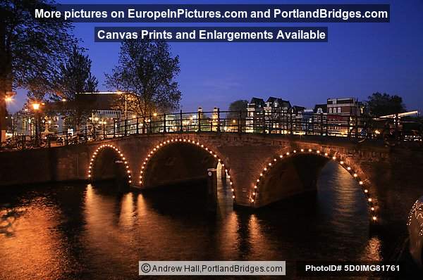 Amsterdam Bridge, Lit Up at Night
