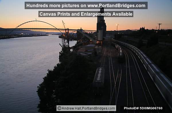 Fremont Bridge, Freight Trains, Dusk (Portland, Oregon)