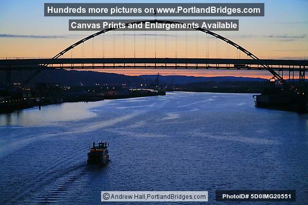 Fremont Bridge with Sternwheeler Rose, Dusk (Portland, Oregon)