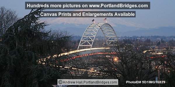 Fremont Bridge, Mt. St. Helens, Dusk (Portland, Oregon)