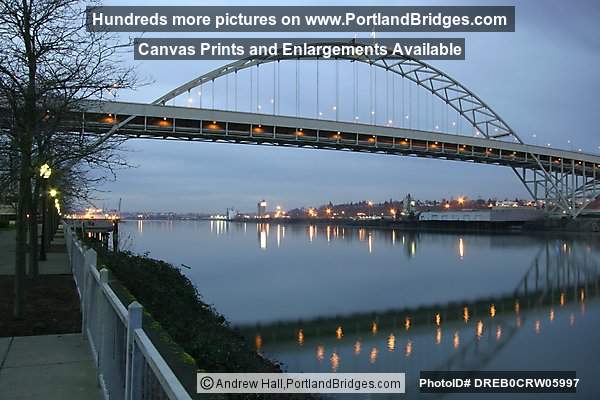 Fremont Bridge, Reflection in Willamette River, Dusk (Portland, Oregon)