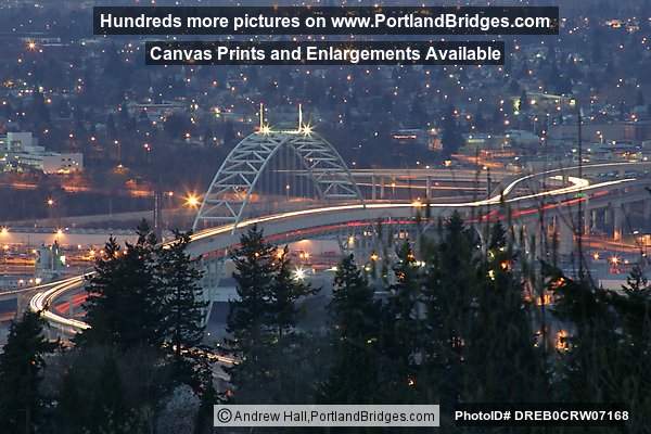 Fremont Bridge, Car Lights, from Council Crest, Dusk (Portland, Oregon)