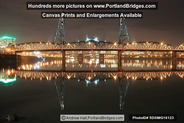 Hawthorne Bridge, Night, Reflection (Portland, Oregon)