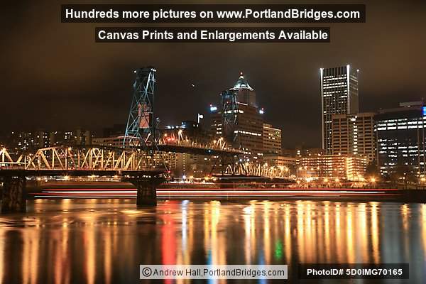 Portland Spirit Light Streak Under Hawthorne Bridge, Long Exposure