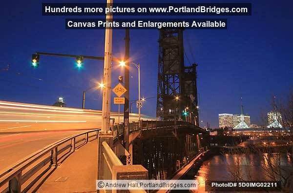 Steel Bridge, Car Lights, Dusk (Portland, Oregon)