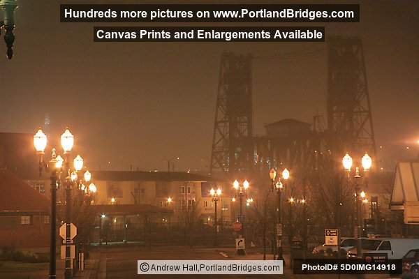 Steel Bridge, Dark, Fog (Portland, Oregon)