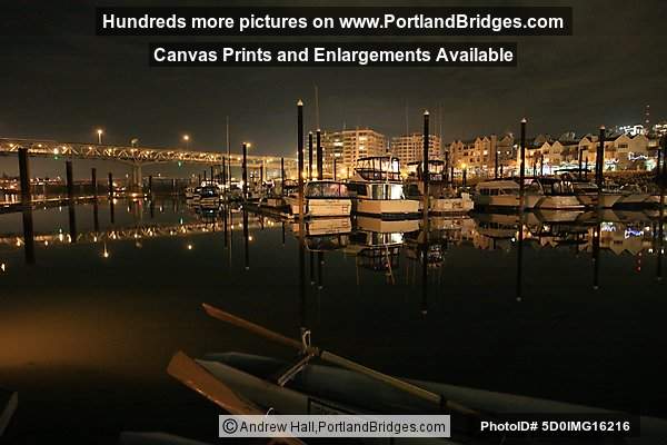 Riverplace Marina, Night, Reflections, Marquam Bridge (Portland, Oregon)