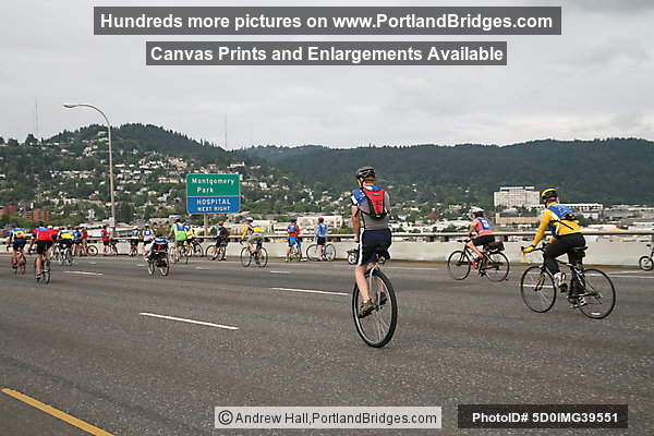 Unicyclists, Bridge Pedal 2008, Fremont Bridge (Portland, Oregon)