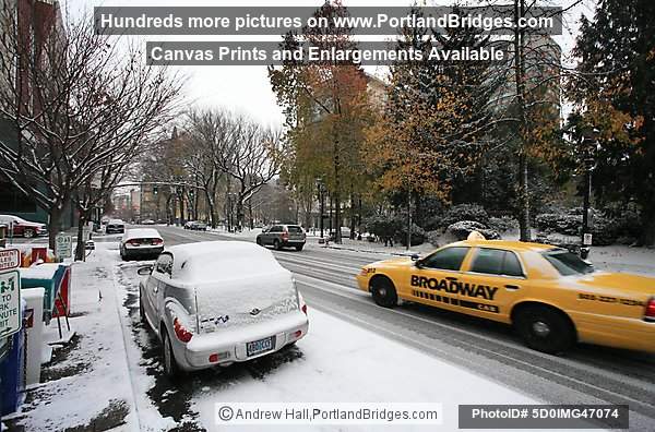 SW 4th Avenue, Taxi, Snow (Portland, Oregon)