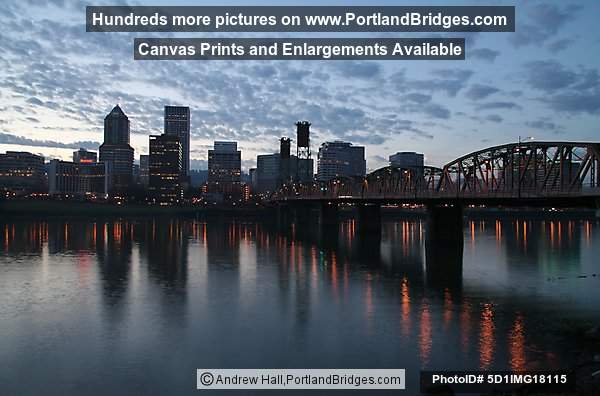 Portland Cityscape, Hawthorne Bridge, Dusk