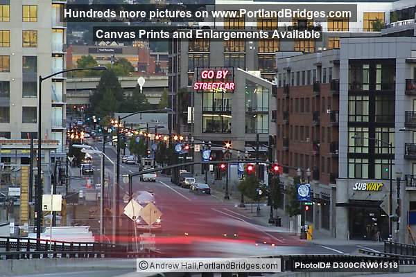 Pearl District, Car Lights, from Broadway Bridge (Portland, Oregon)