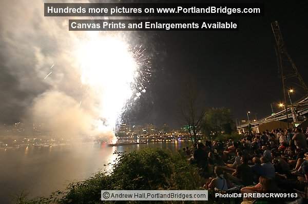 Crowd Watching Fireworks, Willamette River (Portland, Oregon)