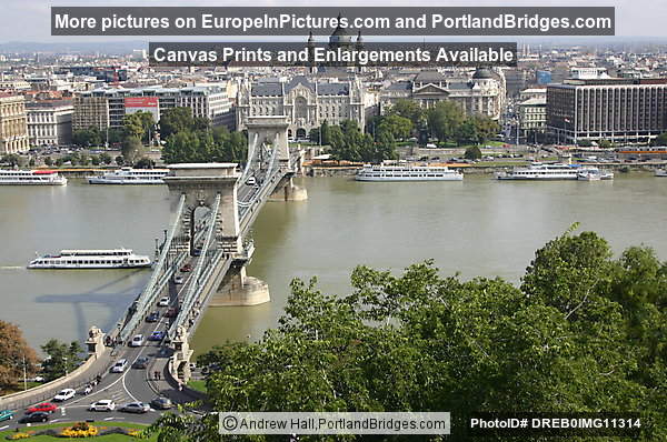 Chain Bridge from Buda hills, Daytime, Budapest