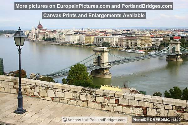 Chain Bridge from Viewpoint, Daytime, Budapest