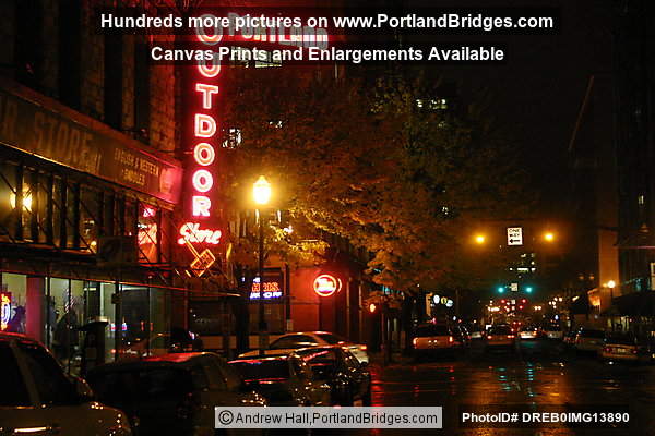 Portland Downtown, Night, Rain