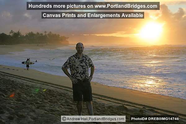 Oahu, Hawaii, North Shore, Sunset Beach: Andrew, Sunset