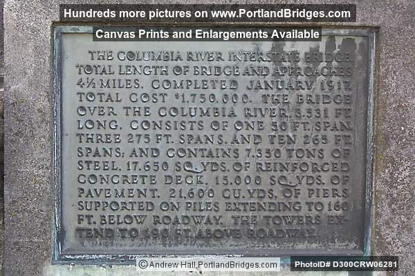 Plaque from Interstate Bridge (Portland, Oregon)