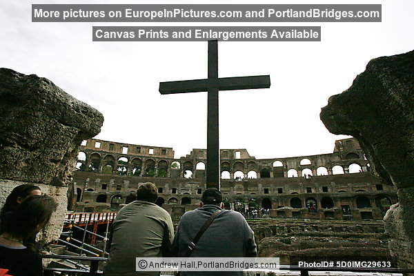 Inside Colosseum: Cross Erected by Pope John Paul II