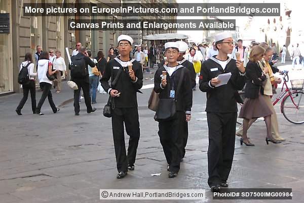 Japanese Sailors eating ice cream in Florence