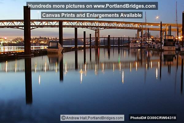 Riverplace Marina and Marquam Bridge, Daybreak (Portland, Oregon)