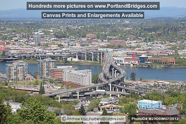 Marquam Bridge, Willamette River, OMSI View from above (Portland, Oregon)