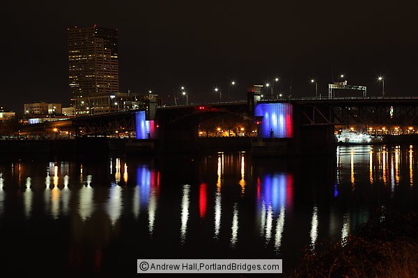 Morrison Bridge, Lit for Paris Attacks 2015 (Portland, Oregon)