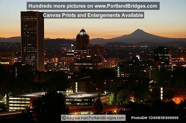 Portland Daybreak, Facing East, Mt. Hood