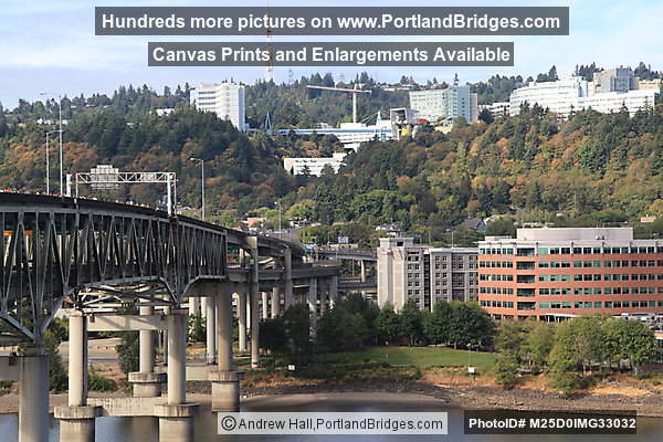 Marquam Bridge, OHSU, viewed from I-5 approaching Marquam Bridge (Portland, Oregon)