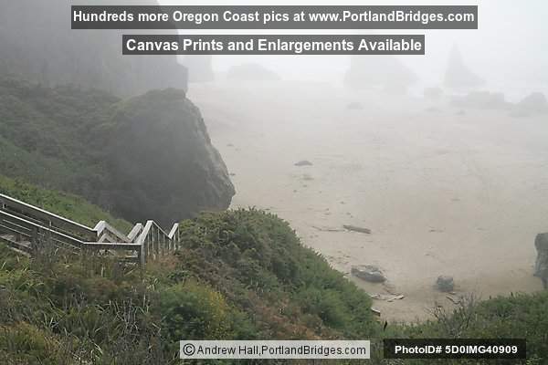Coquille Point, Stairs, Fog, Bandon