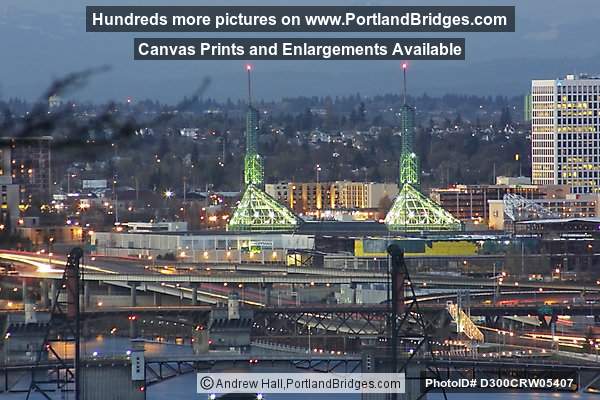Hawthorne Bridge and Oregon Convention Center, Dusk (Portland, Oregon)