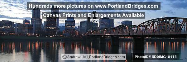Portland Cityscape, Dusk, Hawthorne Bridge