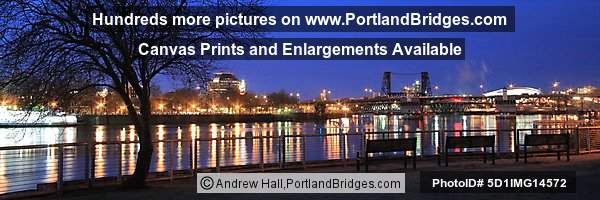 Eastbank Esplanade, Steel Bridge, Dusk (Portland, Oregon)