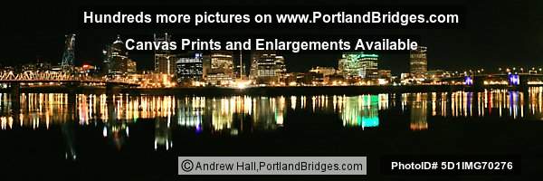 Portland Cityscape, Hawthorne Bridge and Morrison Bridge, Night