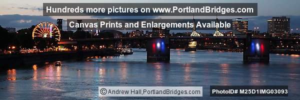 Morrison Bridge, Rose Festival Rides, Dusk (Portland, Oregon)