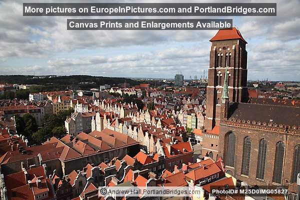 Gdansk, View from Main Town Hall, St. Mary's Church