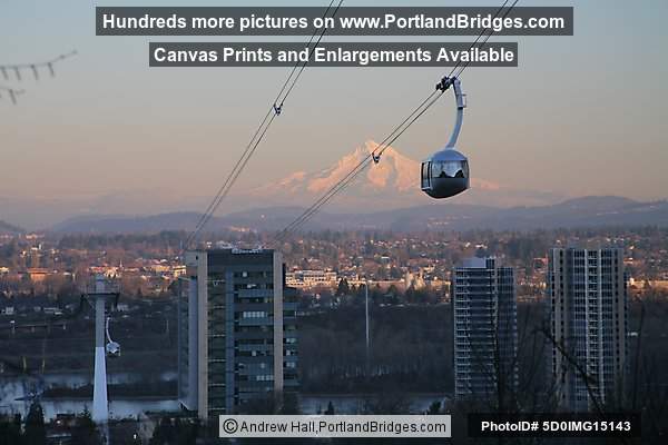 Portland's OHSU Aerial Tram with Mt. Hood