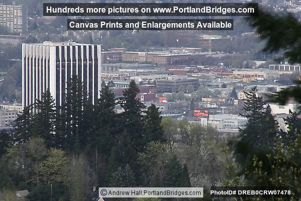 Wells Fargot Tower, Through Trees, from Council Crest (Portland, Oregon)