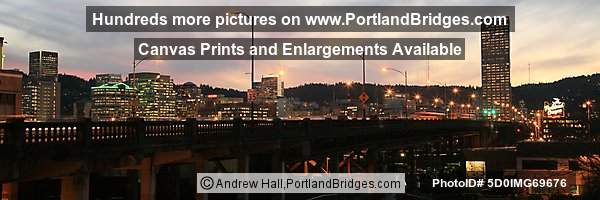 Portland Cityscape, Burnside Bridge, Portland Oregon Sign, Panorama