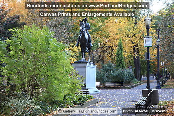 Theodore Roosevelt Statue, South Park Blocks, Fall Leaves, Portland
