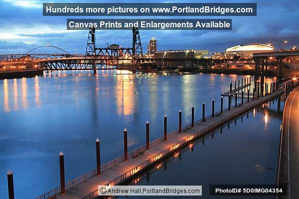 Steel Bridge, Willamette River, Dusk (Portland, Oregon)