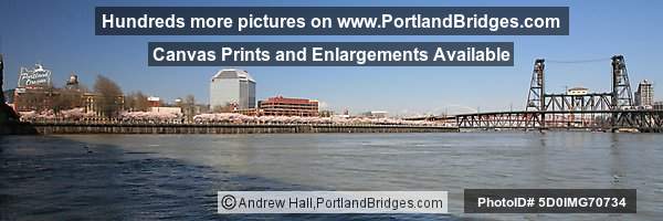 Portland, Oregon Sign, Waterfront Blossoms, Steel Bridge