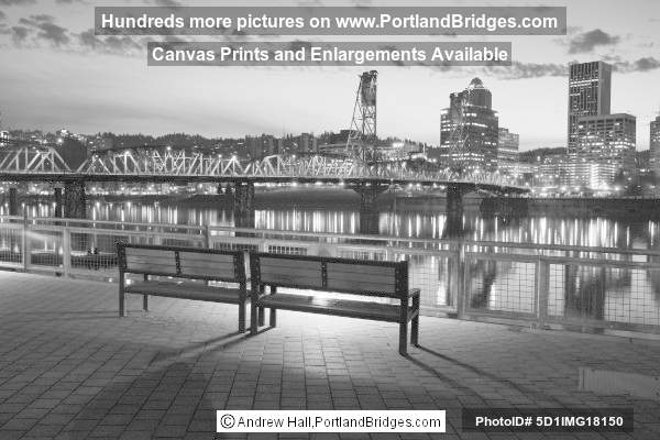 Portland Cityscape, Eastbank Esplanade, Black and White