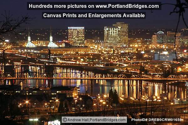 Hawthorne Bridge, Willamette River From Above, Night (Portland, Oregon)