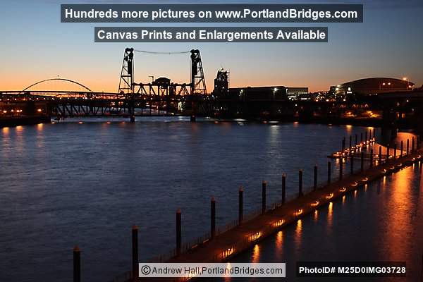 Steel Bridge from Burnside Bridge, Dusk (Portland, Oregon)