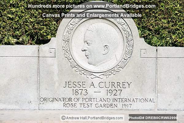 Jesse A. Currey Plaque, Portland International Rose Test Garden